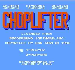 Choplifter (Japan) Title Screen
